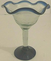 Vintage Mexican Hand-Blown Ruffle Edge Cobalt Blue Margarita Dessert Glasses - £12.43 GBP
