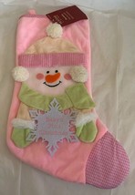 Christmas Stocking Baby&#39;s First Christmas Pink 15” Long Holiday Living Snowman - $11.99