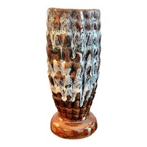 Vintage Spanish Art Studio Vase Pottery Drip Pattern 9.5in Tall 4 in Dia, 4269 - £35.60 GBP
