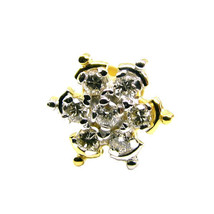 Vero Diamante Fiore 18K Oro Brillantino Naso Vite Anello Monroe Libret Piercing - £191.68 GBP