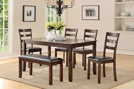 Alston 6-Pcs Classic Style Dining Set in Espresso Finish and Upholstered Chairs - £781.86 GBP