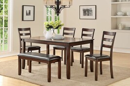 Alston 6-Pcs Classic Style Dining Set in Espresso Finish and Upholstered... - $1,086.00