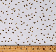 Cotton Bees Animals Insects Beautiful Day White Fabric Print by the Yard D384.39 - £9.53 GBP