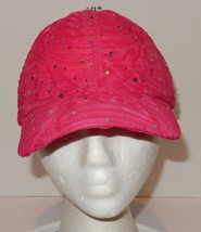 pink adjustable Hook and Loop Hat Cap OSFM sequin glittery - $14.80