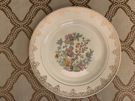 Vintage Sheffield Center Floral Design Gold Rim Accents Design Dinner Plate - £8.05 GBP