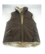 Reversable Vest Jacket Womens Medium Brown Fur Casual Zip Warm Winter Dr... - $19.51 CAD