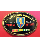 Vietnam Veteran 1st AVIATION BRIGADE &quot;Golden Hawks&quot; Epoxy Belt Buckle - NEW - $22.90 CAD