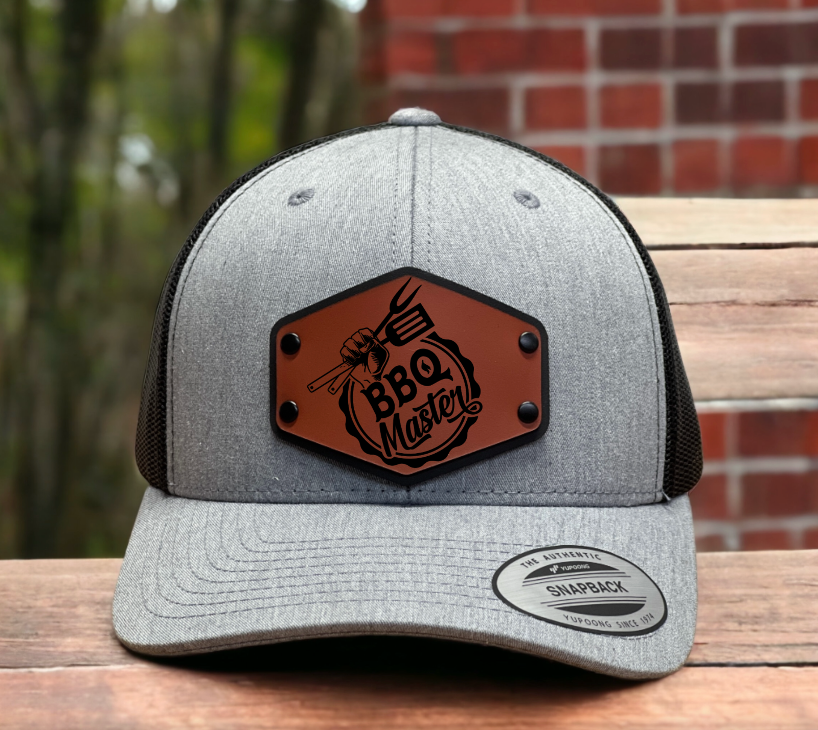 Top Grill - BBQ Master  Trucker Hat Cap with Wood Leather Patch - $23.99