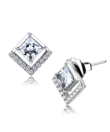 DA071 - High polished (no plating) Stainless Steel Earrings with AAA Gra... - $522.27 MXN
