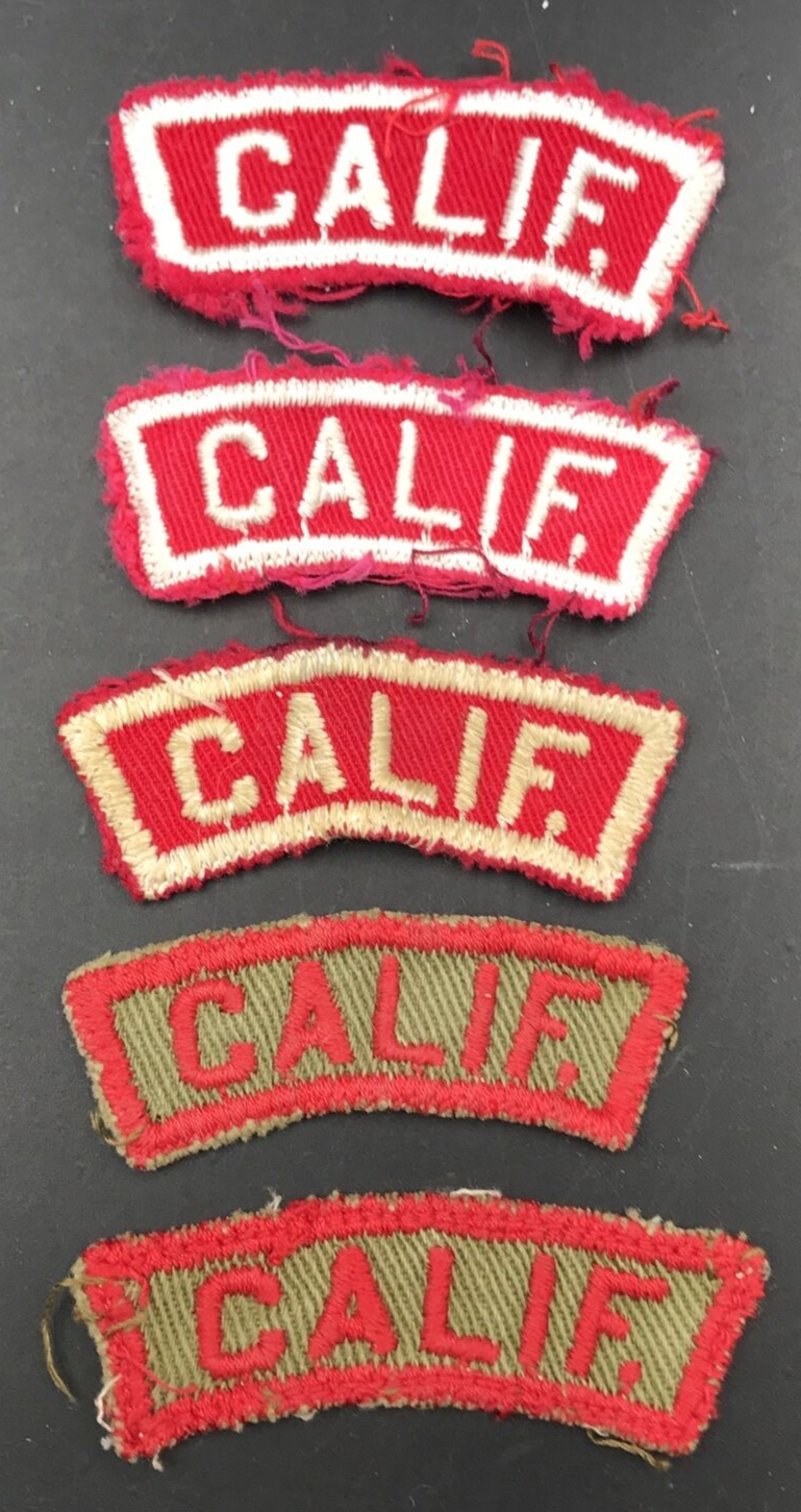 Primary image for Lot of Five (5) 1940s Vintage Boy Scouts BSA Calif. Strip Patch 2 1/2" x 5/8"