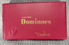 Vintage DOUBLE NINE DOMINOES By CARDINAL Red Vinyl Case SET of 56 Missin... - £15.01 GBP