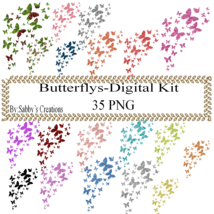 Glitter Butterfly Digital Kit 2-Digital Clipart-Art Clip-Jewelry-T shirt... - £0.99 GBP