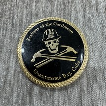 US Navy Challenge Coin Seabees of The Caribbean Guantanamo Bay Base Skul... - $49.49