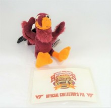 Virginia Tech Hokie Bird Stuffed Animal, 1999 vintage Football Sports Lapel Pin - £19.05 GBP