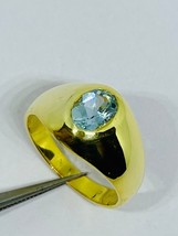Natural aquamarine ring in 14k hallmarked solid gold - £2,348.39 GBP