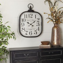 Deco 79 Metal Distressed Pocket Watch Style Wall Clock with Ring Finial,... - £74.34 GBP