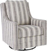 Ivory And Black Signature Design By Ashley Kambria Striped Upholstered Swivel - $750.94