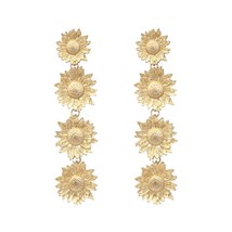 ZA Metal Sunflower Long Earrings Women&#39;s Retro Exaggerated Dangle Earrings Banqu - £8.41 GBP