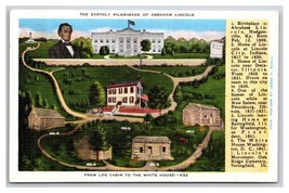 Earthly Pilgrimage of Abraham Lincoln to White House UNP Linen Poscard XA10 - $4.90