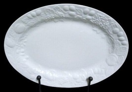 Gibson FRUIT Oval Serving Platter 13 3/8&quot; D Embossed Fruit White China H... - $29.70