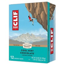 CLIF BAR - Cool Mint Chocolate with Caffeine - Made with Organic Oats - 10g Prot - £29.56 GBP