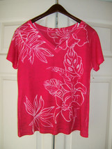 Laura Scott Signature Fit Petite LP/GP V-neck Ladies Pink Floral Shirt - £7.84 GBP