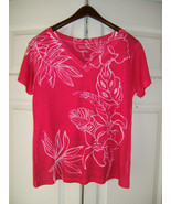 Laura Scott Signature Fit Petite LP/GP V-neck Ladies Pink Floral Shirt - £7.84 GBP