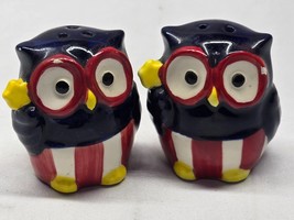 Vintage Patriotic Owl Mini Salt &amp; Pepper Shaker Set - Farmhouse Country ... - $7.68