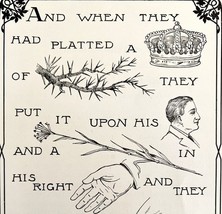 1901 Bible Passage Matthew 27:29 Victorian Word Symbol Puzzle Religious ... - $19.99