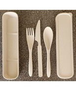Farielyn ~ Wheat Straw Fiber ~ 3 Pc. Cutlery Set w/Storage Box ~ TAN SPE... - €17,12 EUR