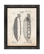 Air-ship Patent Print Old Look with Beveled Wood Frame - £19.73 GBP+