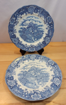 2 Salem China Olde Staffordshire English Village Plates 10&quot; Plate Blue W... - £19.61 GBP