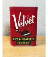 Vintage 50s Velvet Pipe &amp; Cigarette Tobacco tin/packaging 1 5/8oz - $25.00