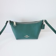 Coach CW336 Zip Crossbody Crossgrain Leather Small Handbag Emerald Green - $92.22