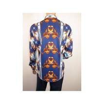 Men's Sports Shirt By Barocco Fashion Printed Long Sleeves Soft Feel ERS401 Blue image 10