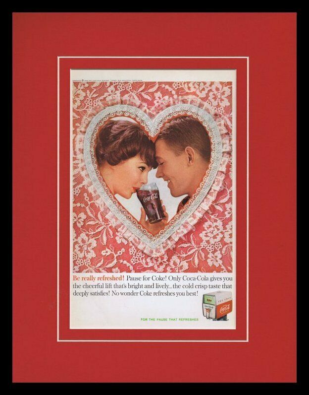 Primary image for 1960 Coca Cola Coke Valentine Framed 11x14 ORIGINAL Vintage Advertisement
