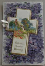 Vintage Welcome Easter Morning Postcard - Vgc - Great FOLD-OUT Cross - Old Card - £4.75 GBP