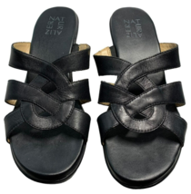 Naturalizer Wedge Sandal Black Size 8.5 Stretch Side Straps Very Good Co... - $8.75