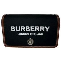 Burberry London England Canvas Crossbody Bag Black with Brown Leather Trim - £719.12 GBP