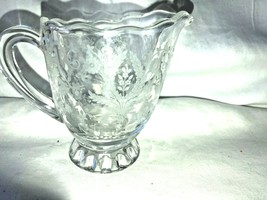 Crystal Rose Point Creamer Etched Elegant Glass Mint - $15.99