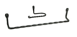 Hand Forged Wrought Iron Wall Mounted Toilet Paper Holder and Towel Bar Set - £38.92 GBP