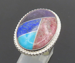DTR JAY KING 925 Silver - Vintage Turquoise &amp; Multi-Stone Ring Sz 7 - RG20452 - £81.68 GBP