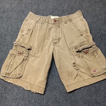 Hollister Cargo Shorts Men 30 Brown Tan Khaki Distressed Street Summer S... - £18.10 GBP