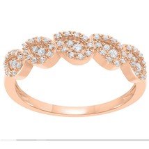0.20CT Real Diamond Pear Cluster Wedding Band Ring 14K Rose Gold Plated Silver - £149.24 GBP