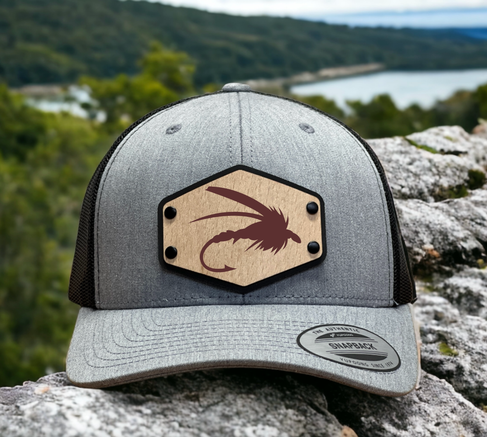 Cardinal Flyfishing Collection Wood Leather Patch Trucker Hat Patriotic ... - $27.99