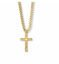 14K Gold Over Sterling Silver Centered Starburst Cross Necklace &amp; Chain - £56.29 GBP