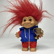 Vintage Russ Troll Doll #1 Dad with Trophy Red Hair Blue Jacket Track Suit 1990s - $11.71