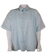 The Havanera Co Cuban Shirt Men 3XL Blue Embroidered Linen Cotton Button Up - £17.76 GBP