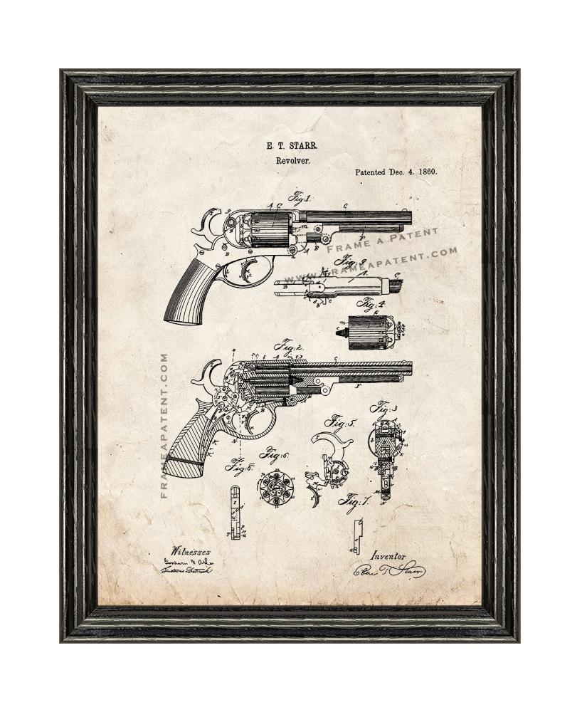 Primary image for Revolver Patent Print Old Look with Black Wood Frame