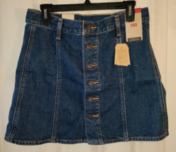 Nwt Womens Levi&#39;s Red Tab Riveted Button Front Denim Skirt Size 29 - $32.68